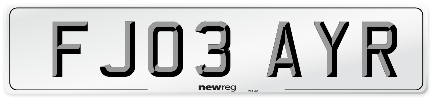 FJ03 AYR Number Plate from New Reg